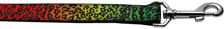 Rainbow Leopard Nylon Dog Leash 5/8 inch wide 6ft Long